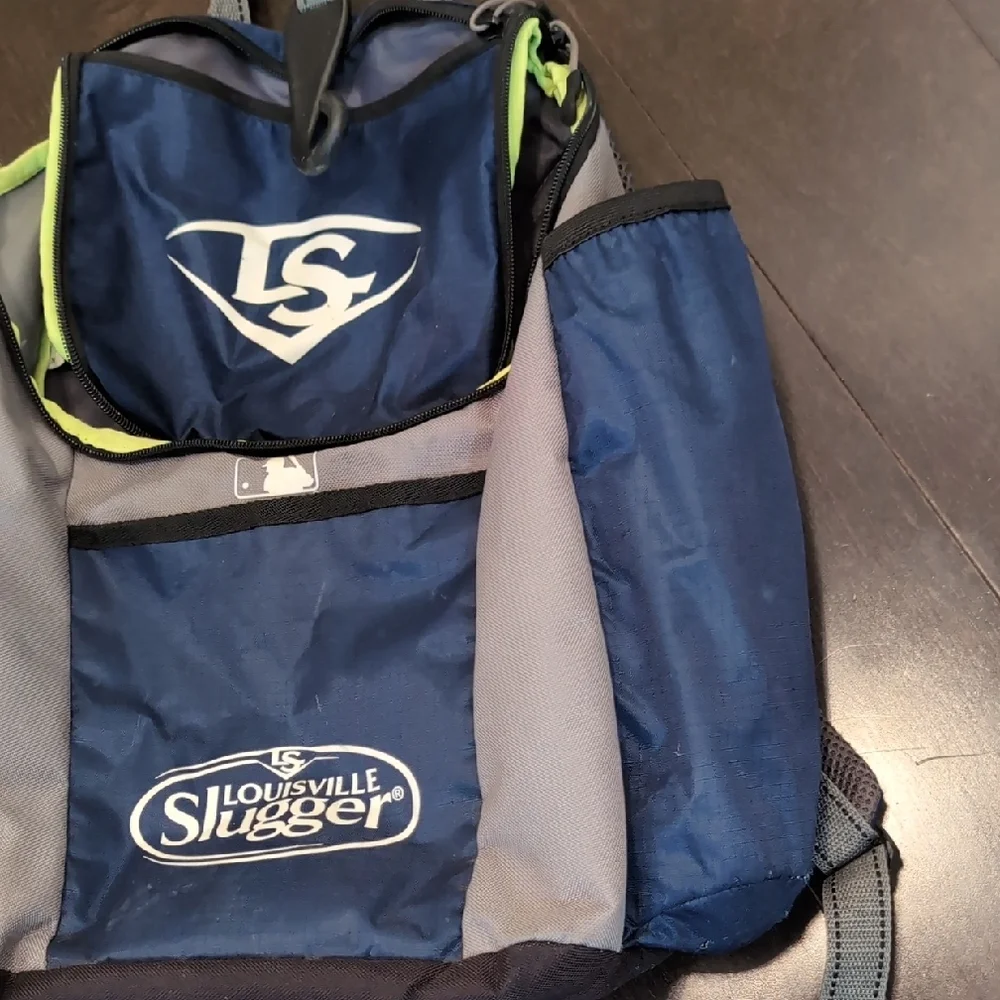 Louisville Slugger Kids Navy Blue & Gray Backpack with Lime Accents